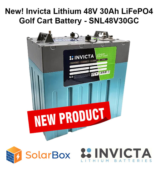 New! Invicta Lithium 48V 30Ah LiFePO4 GC2 Golf Cart Battery - SNL48V30GC
