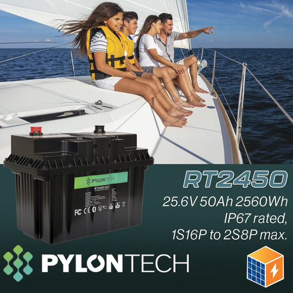 New! Pylontech 25.6V 50Ah IP67 LiFePO4 Battery Bluetooth - RT2450G31