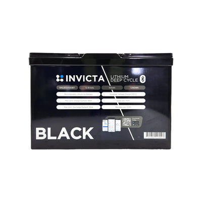 Invicta Black 12.8V 100Ah LiFePO4 Battery Bluetooth - SNLB12V100BT