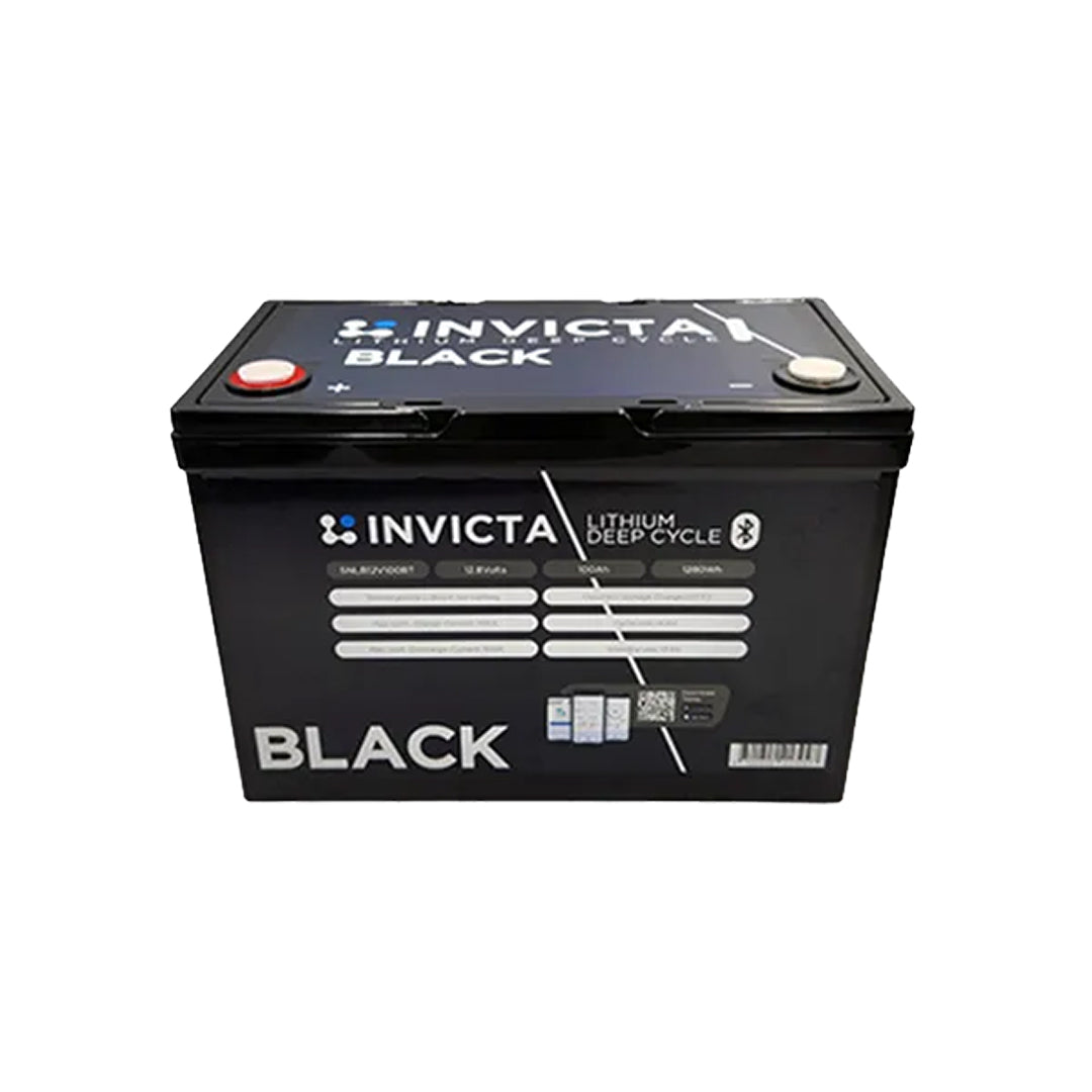 Invicta Black 12.8V 100Ah LiFePO4 Battery Bluetooth - SNLB12V100BT