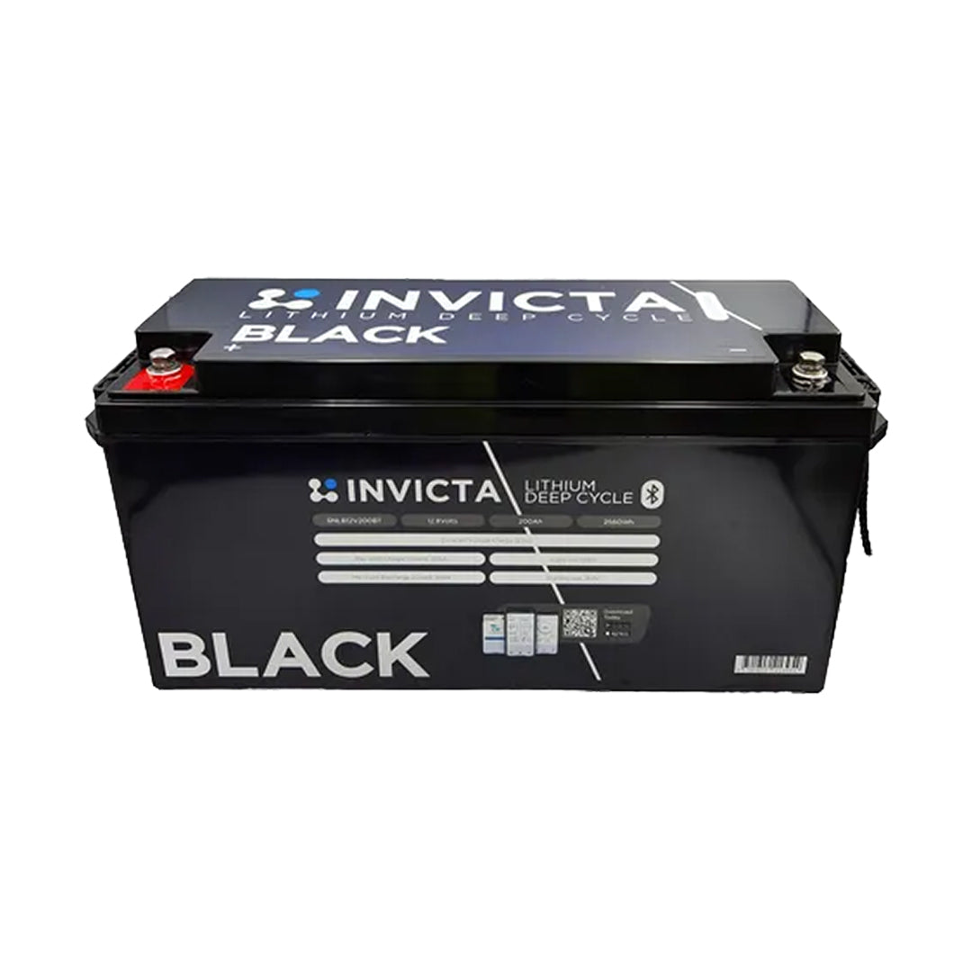 Invicta Black 12.8V 200Ah LiFePO4 Battery Bluetooth - SNLB12V200BT