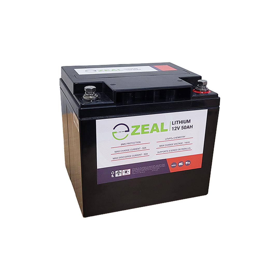 Zeal Lithium 12V 50Ah LiFePO4 Battery - SLZ12V50S