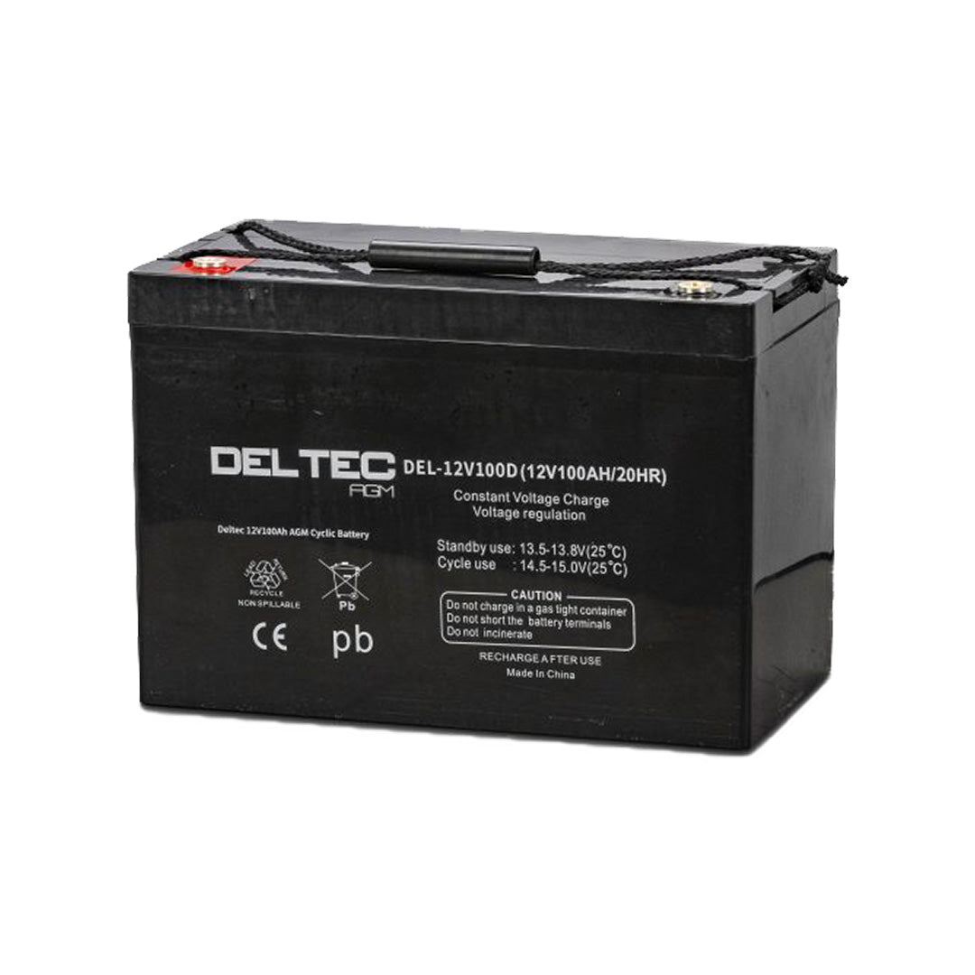 Deltec 12V 100Ah Deep Cycle AGM Battery - DEL - 12V100D - SolarBox