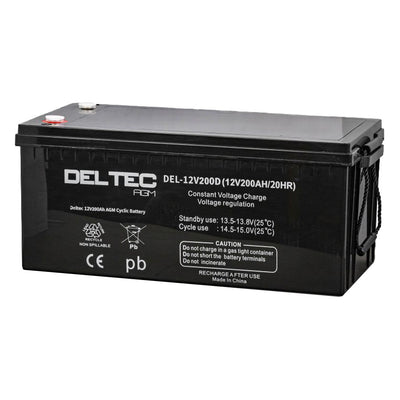 Deltec 12V 200Ah Deep Cycle AGM Battery - DEL - 12V200D - SolarBox