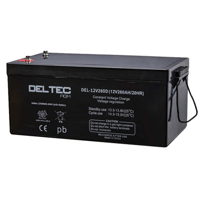 Deltec 12V 260Ah Deep Cycle AGM Battery - DEL - 12V260D - SolarBox