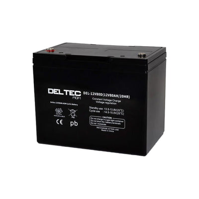 Deltec 12V 80Ah Deep Cycle AGM Battery - DEL - 12V80D - SolarBox