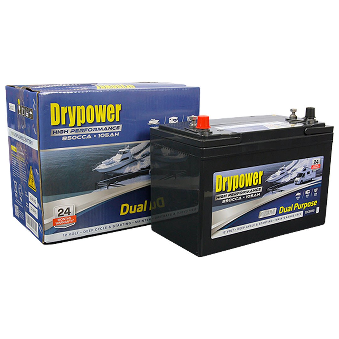 Drypower 12V 105Ah 850CCA Dual Purpose AGM Battery - 12CB850 - SolarBox