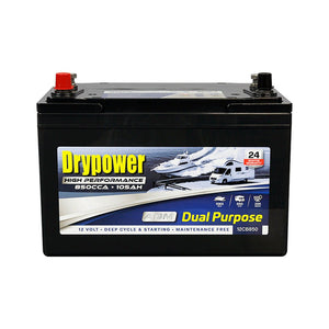 Drypower 12V 105Ah 850CCA Dual Purpose AGM Battery - 12CB850 - SolarBox