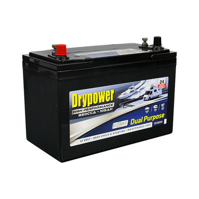 Drypower 12V 105Ah 850CCA Dual Purpose AGM Battery - 12CB850 - SolarBox