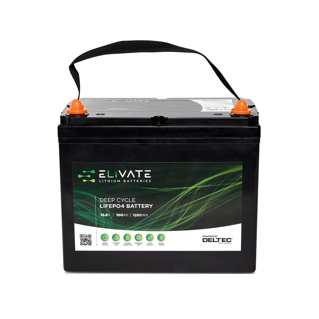 ELiVATE Lithium 12V 100Ah LiFePO4 Battery Bluetooth - DEL - LFP12V100BT - SolarBox