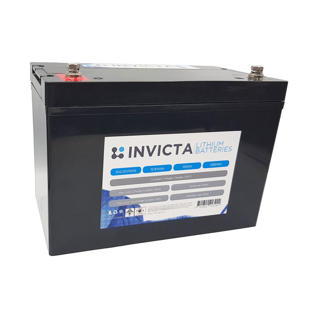 Invicta Lithium 12V 100Ah LiFePO4 Battery - SNL12V100S - SolarBox