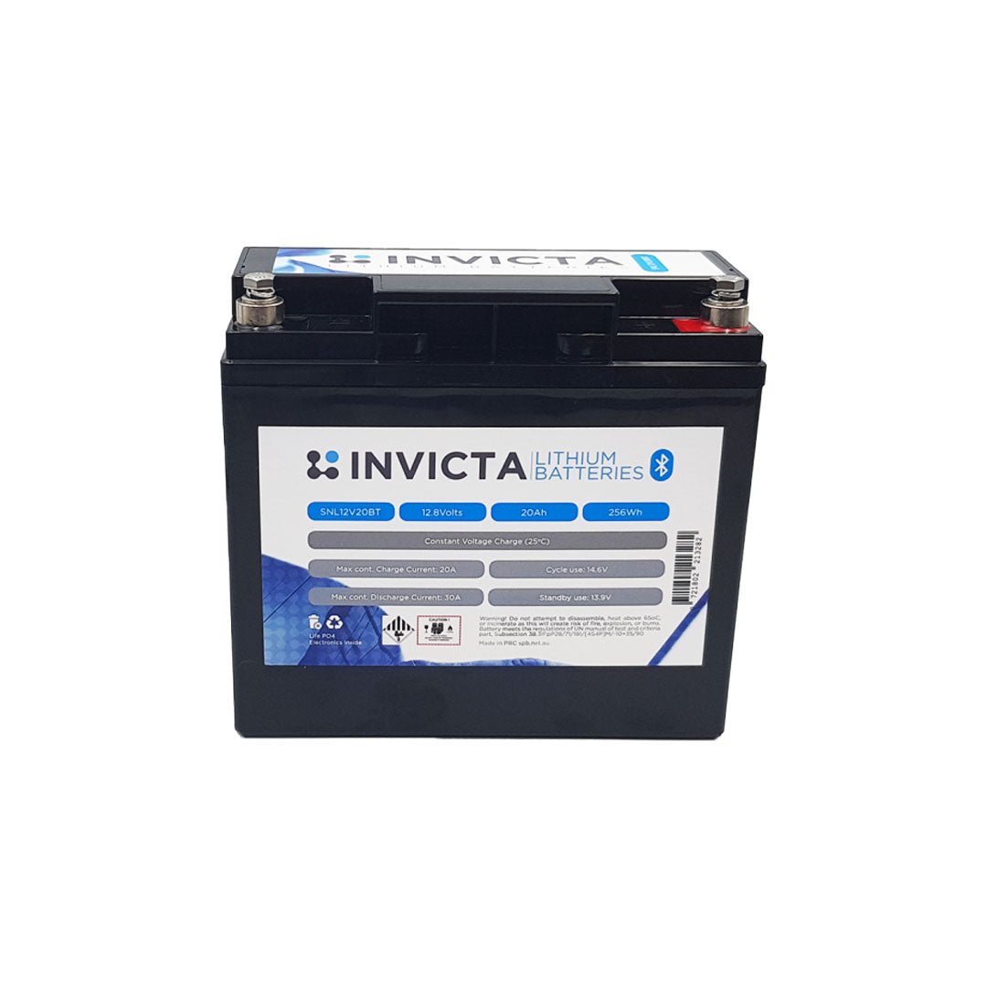 Invicta Lithium 12V 20Ah LiFePO4 Battery Bluetooth - SNL12V20BT - SolarBox