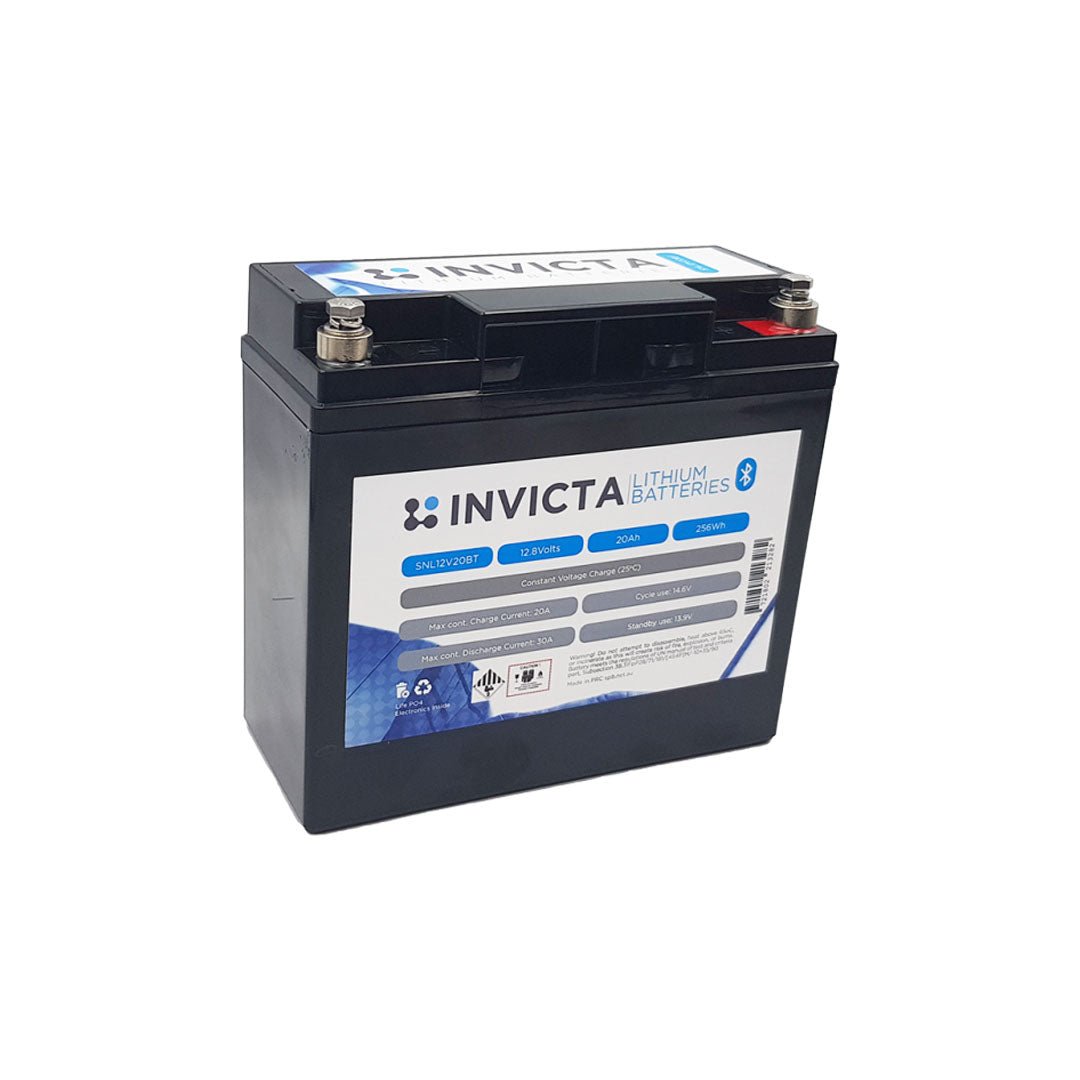 Invicta Lithium 12V 20Ah LiFePO4 Battery Bluetooth - SNL12V20BT - SolarBox