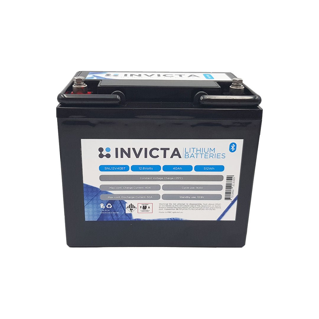 Invicta Lithium 12V 40Ah LiFePO4 Battery Bluetooth - SNL12V40BT - SolarBox