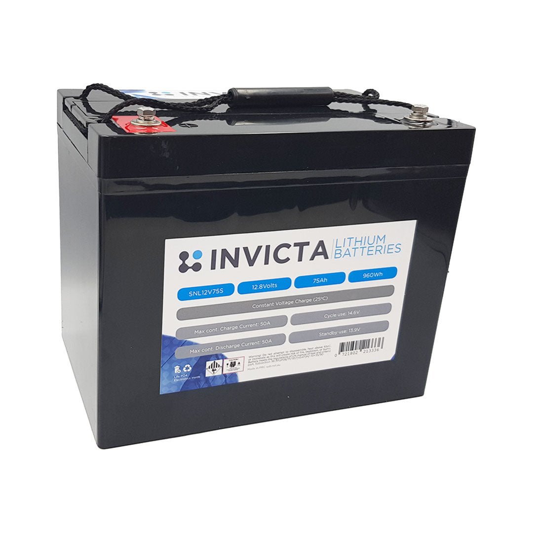 Invicta Lithium 12V 75Ah LiFePO4 Battery - SNL12V75S - SolarBox