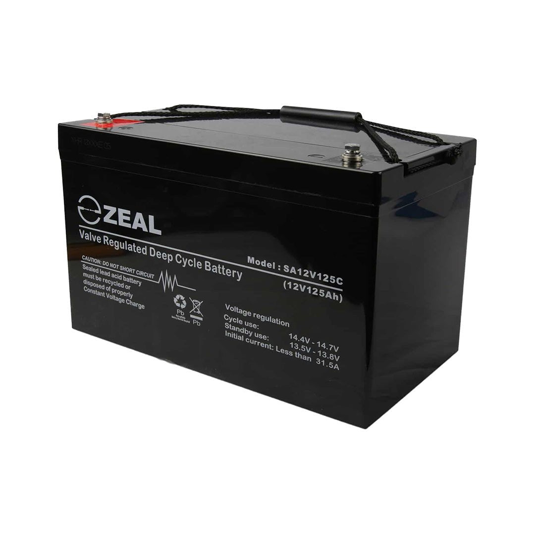 Zeal 12V 125Ah Deep Cycle AGM Battery - SA12V125C - SolarBox