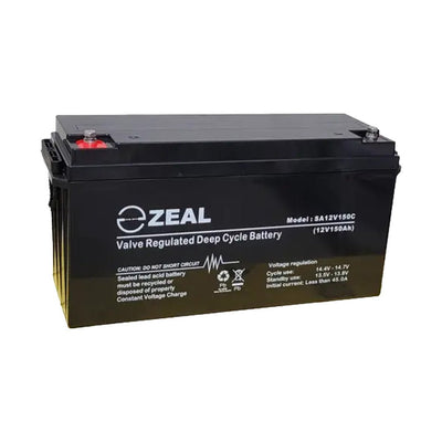 Zeal 12V 150Ah Deep Cycle AGM Battery - SA12V150C - SolarBox