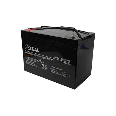 Zeal 12V 80Ah Deep Cycle AGM Battery - SA12V80C - SolarBox