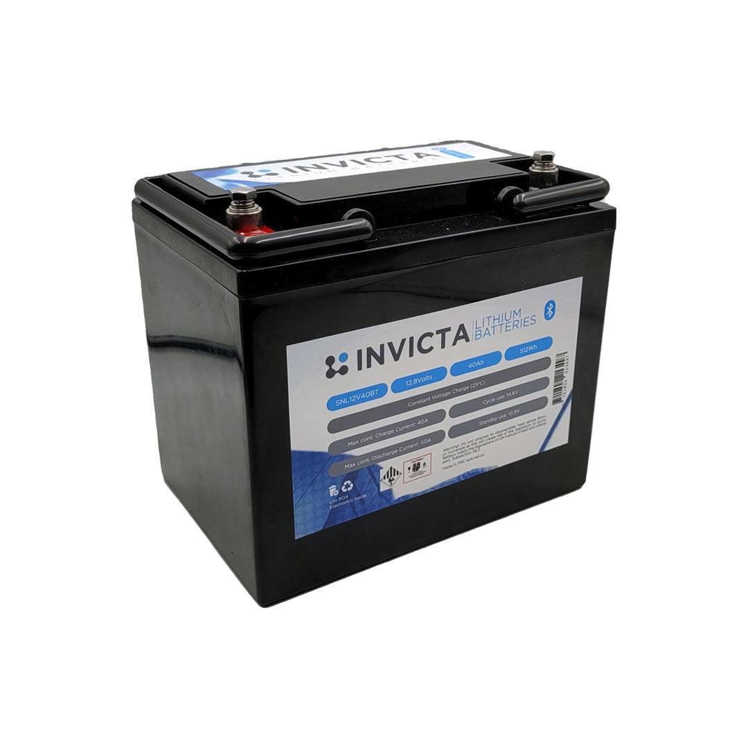 Invicta Lithium 12V 40Ah LiFePO4 Battery Bluetooth - 	SNL12V40BT
